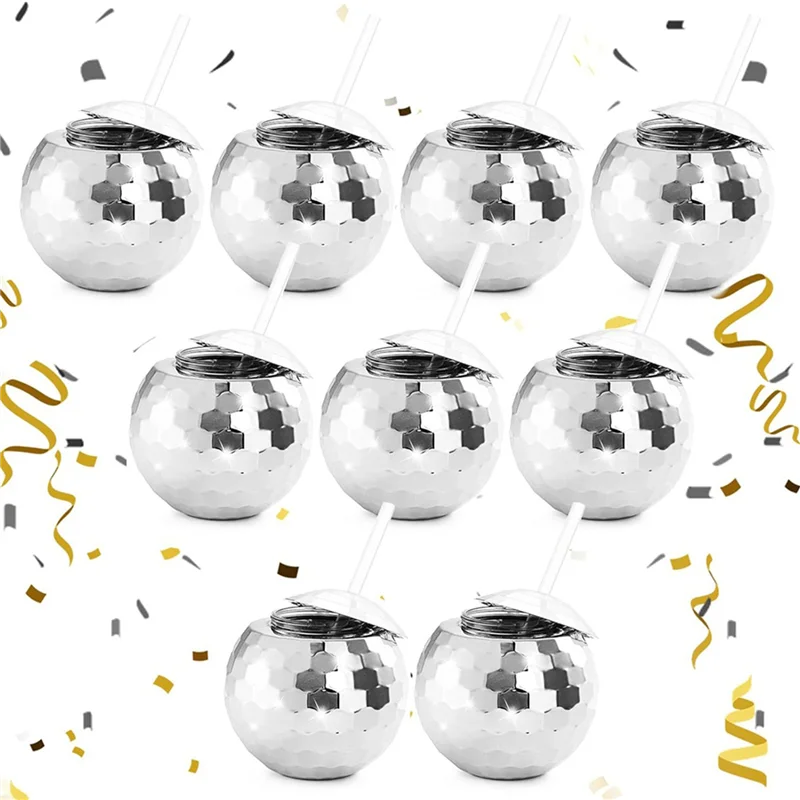 

ABGE-18 PCS Disco Ball Cups, 20 OZ Disco Cups With Straws And Lid, Reusable Flash Ball Tumbler Cocktail Cup For Partys Bar