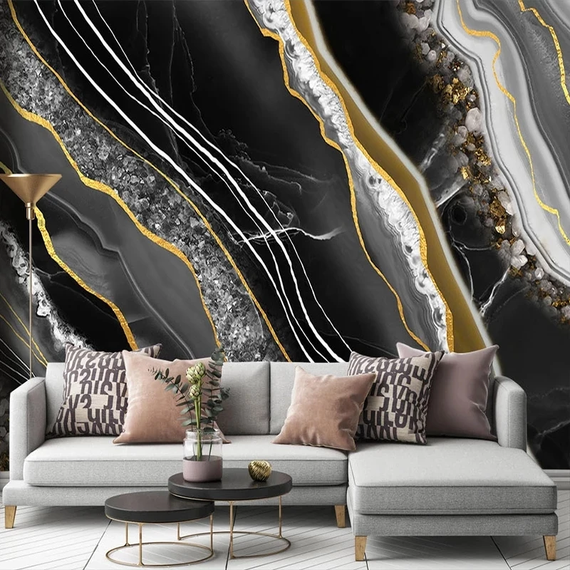 Custom Mural Wallpaper Modern Luxury Microcrystal Marble Texture Agate Home Decor Living room TV background bedroom restaurant