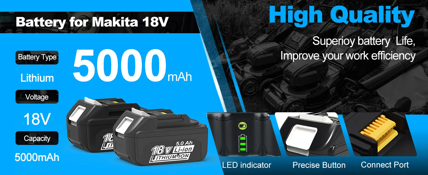 1/2/4Pcs 8.0Ah BL1860B Replace for Makita 18V BL1850B BL1830 BL1815 BL1890 Li-on Battery Pin Compatible with Cordless Power Tool