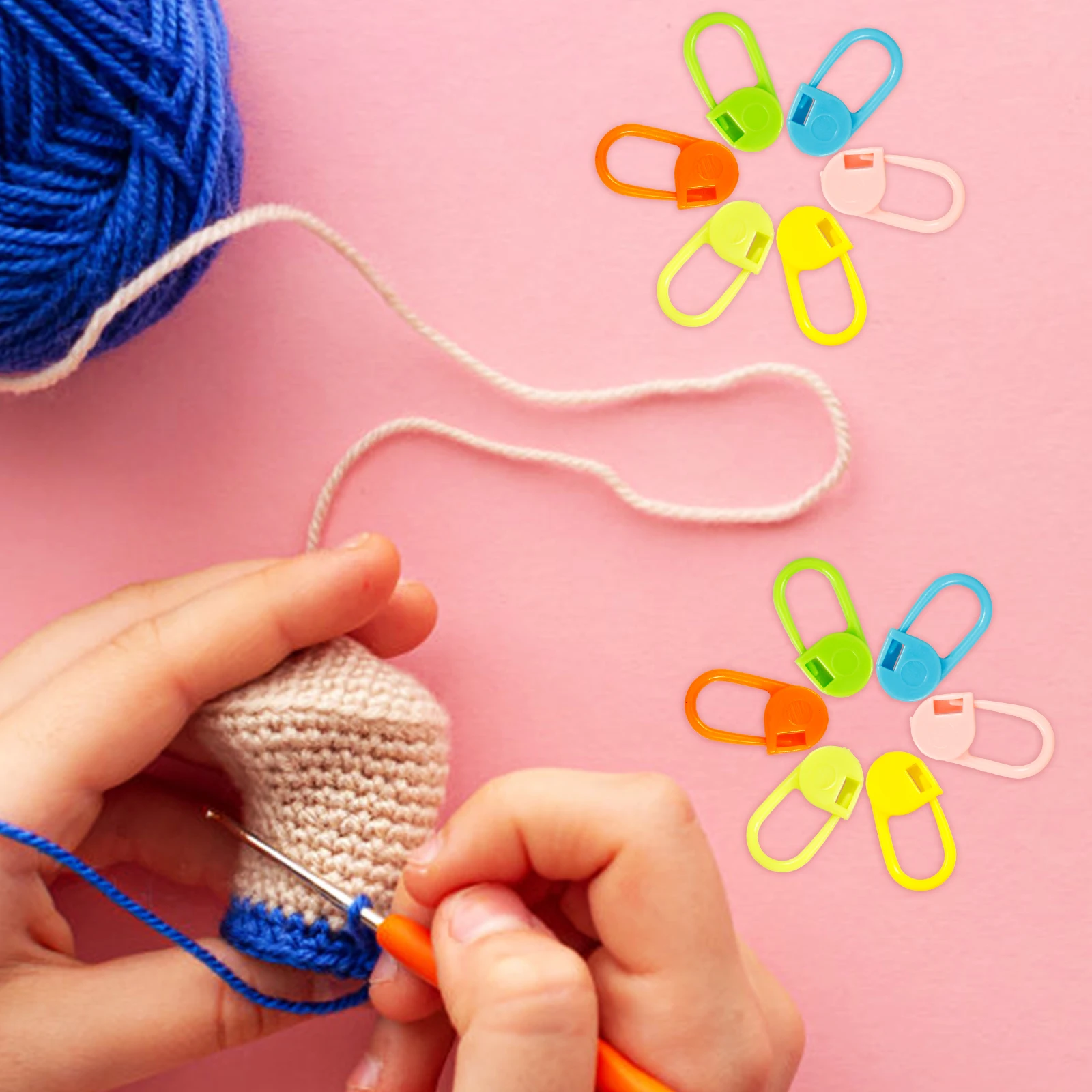 

100Pcs Knitting Stitch Markers Smooth Sliding Colored Stitch Markers for Crocheting DIY Crafts Portable Reusable Sewing Notation