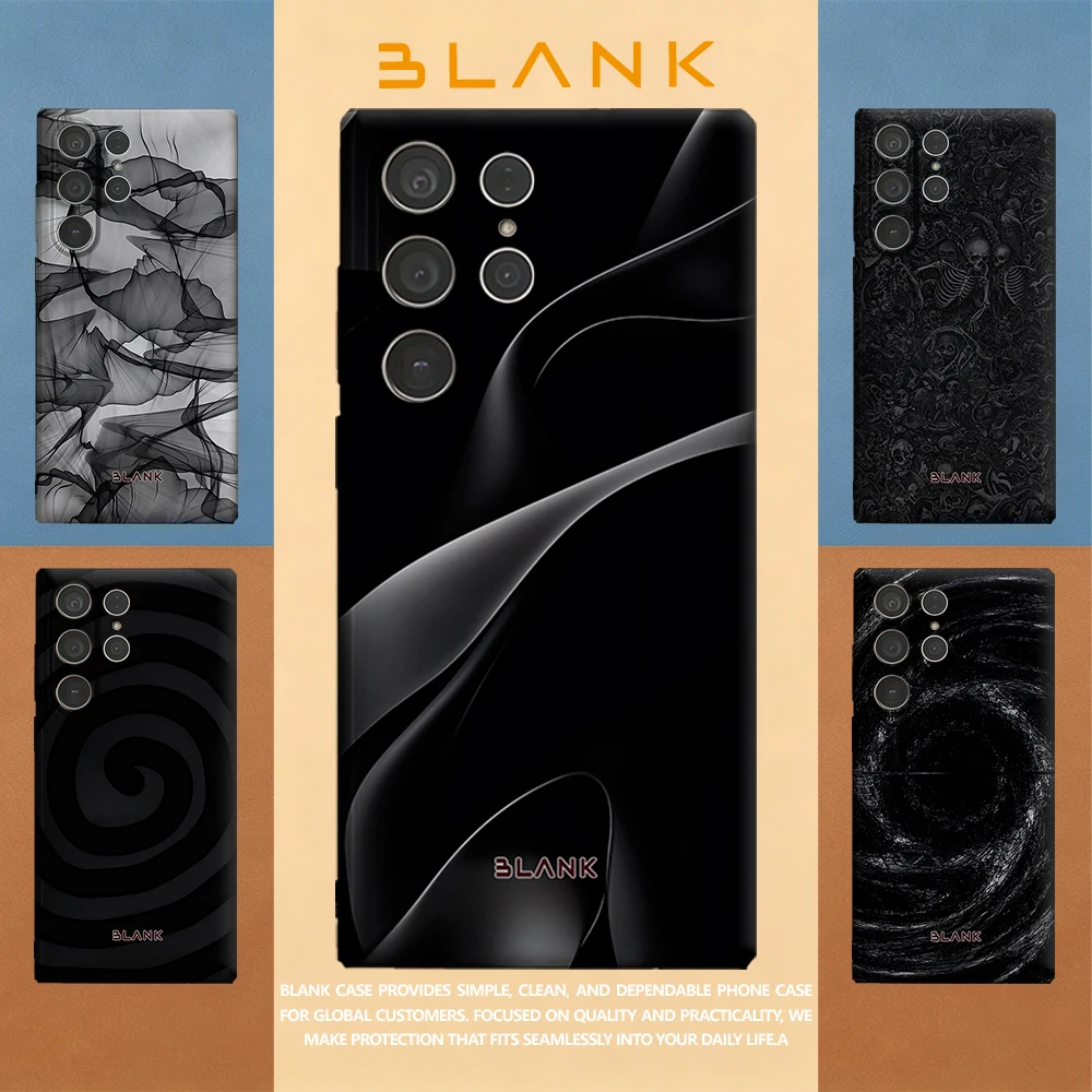 Black Satin Flow For Samsung Galaxy S26 S25 S24 A56 A36 Phone Case Protection Cover for Women Girl Blank