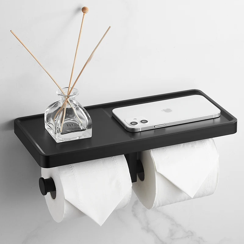 

Wyj Punch-Free Toilet Roll Paper Black Toilet Paper Rack Toilet Tissue Box