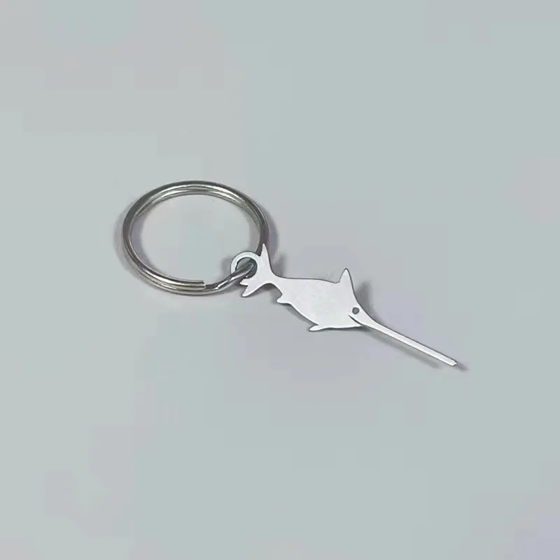 Swordfish Shape Stainless Steel Needle Keychain for Smartphone Sim Card Tray Removal Eject Pin Key Tool Universal Thimble