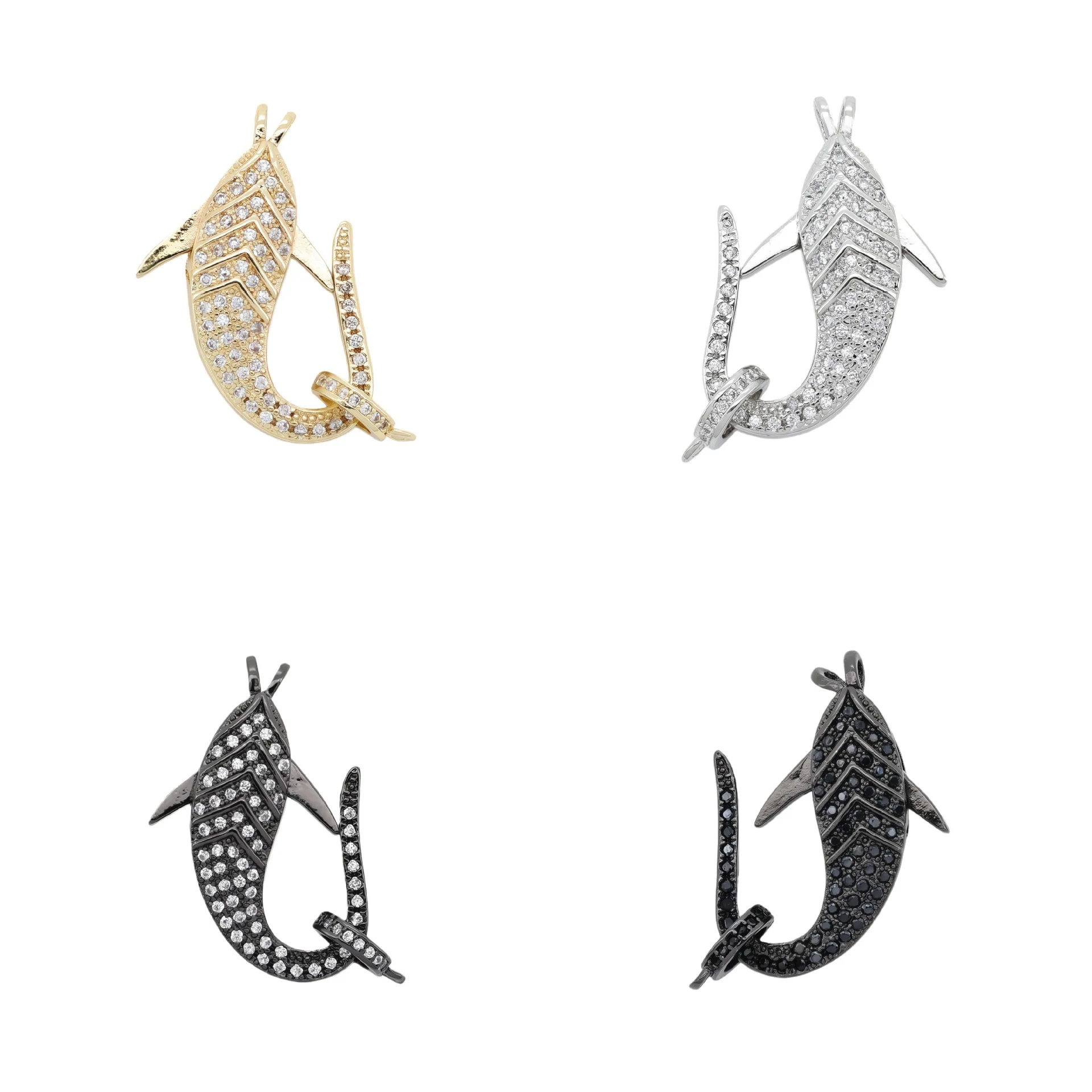 

4pcs Gold plated Cubic Zircon CZ Micro Pave Clasp Vintage jewelry handmade accessories