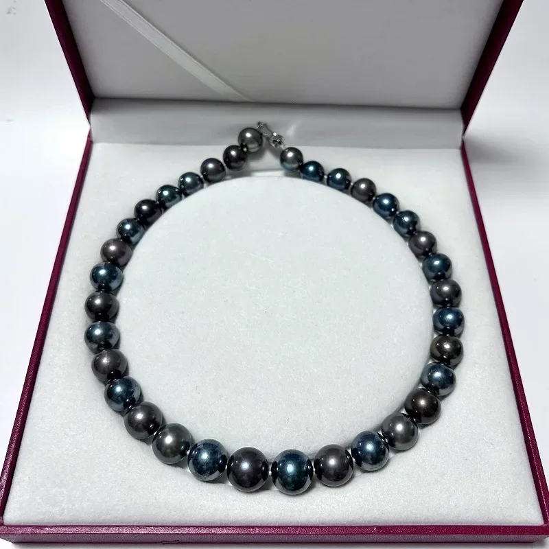 

Natural 12-15mm Black Peacock Pearl Necklace, Slightly Imperfect, 925 Sterling Silver Clasp