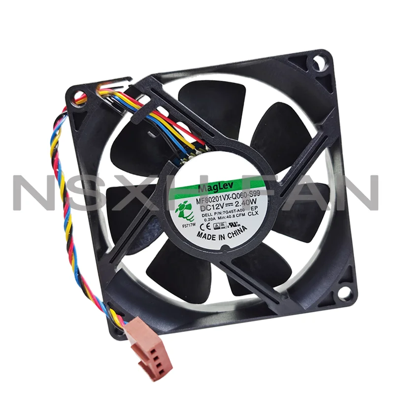 Ventilador de refrigeração axial silencioso silencioso, MF80201VX-Q060-S99 8020, 12V, 2.63W, 80x80x20mm, 40.8CFM, 0.219A, MPNKK-A00