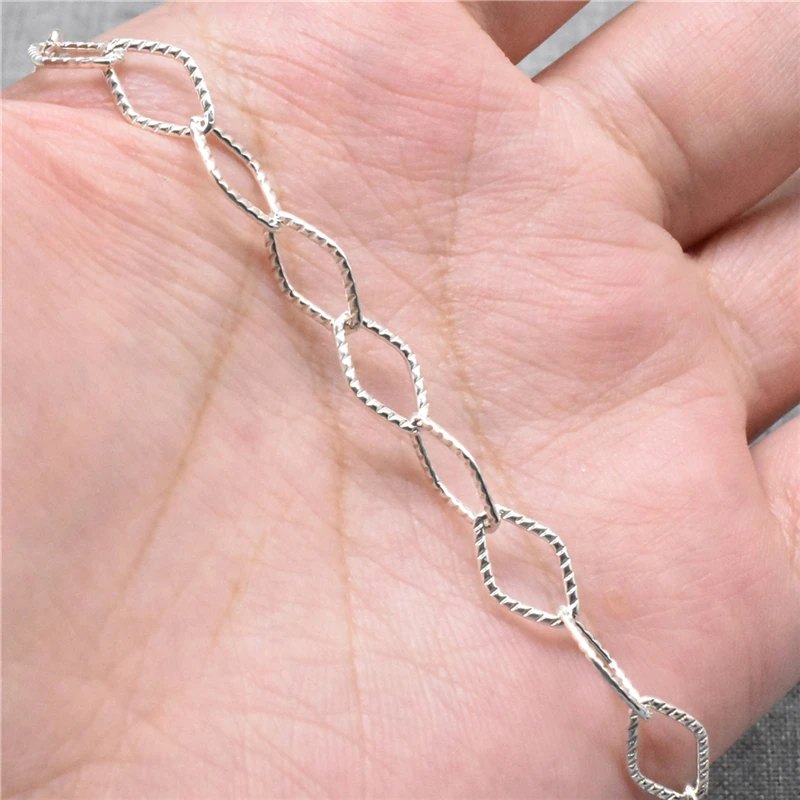 Bulk Rhombic Diamond Type Unfinished Chains 7.5x12mm in 925 Sterling Silver for Necklace and Bracelet Making