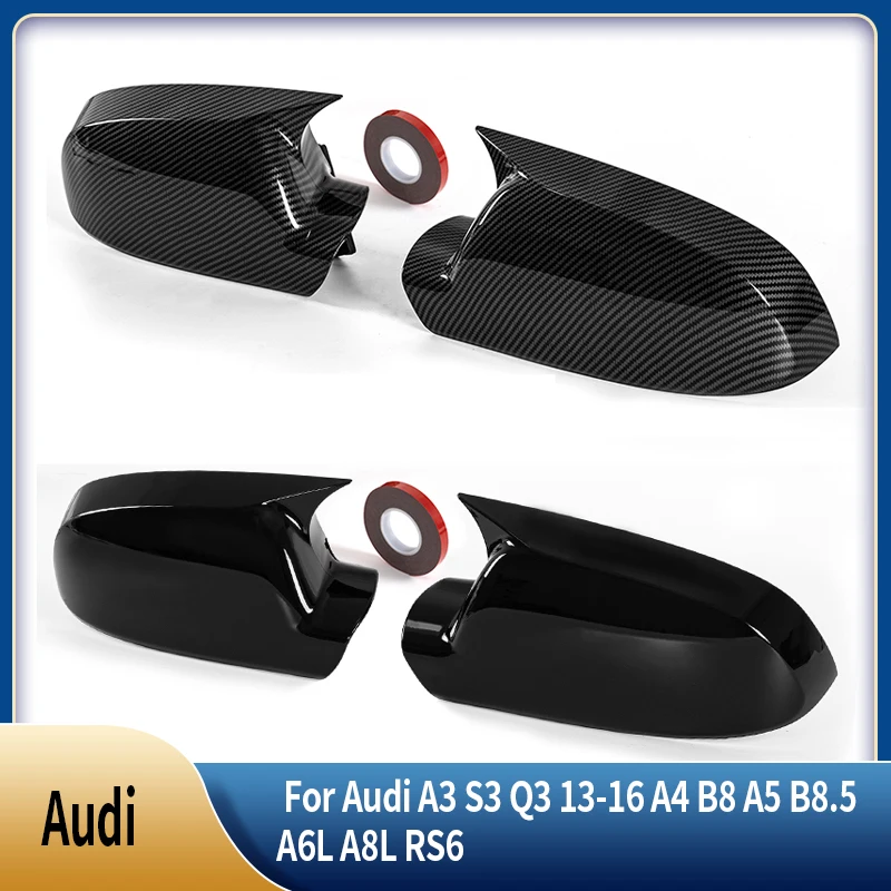 

1 пара чехлов на зеркало заднего вида для Audi A3 S3 Q3 13-16 A4 B8 A5 B8.5 A6L A8L RS6, крышка бокового зеркала, накладка на корпус, автомобильные аксессуары