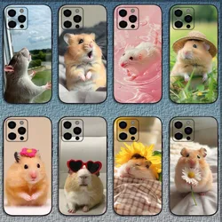 Leuke Muis Rat Hamster Telefoonhoesje Voor iPhone 16,15,14,13,12,11,Pro,X,XS,Max,XR,Plus,Mini Zachte Zwarte Cover