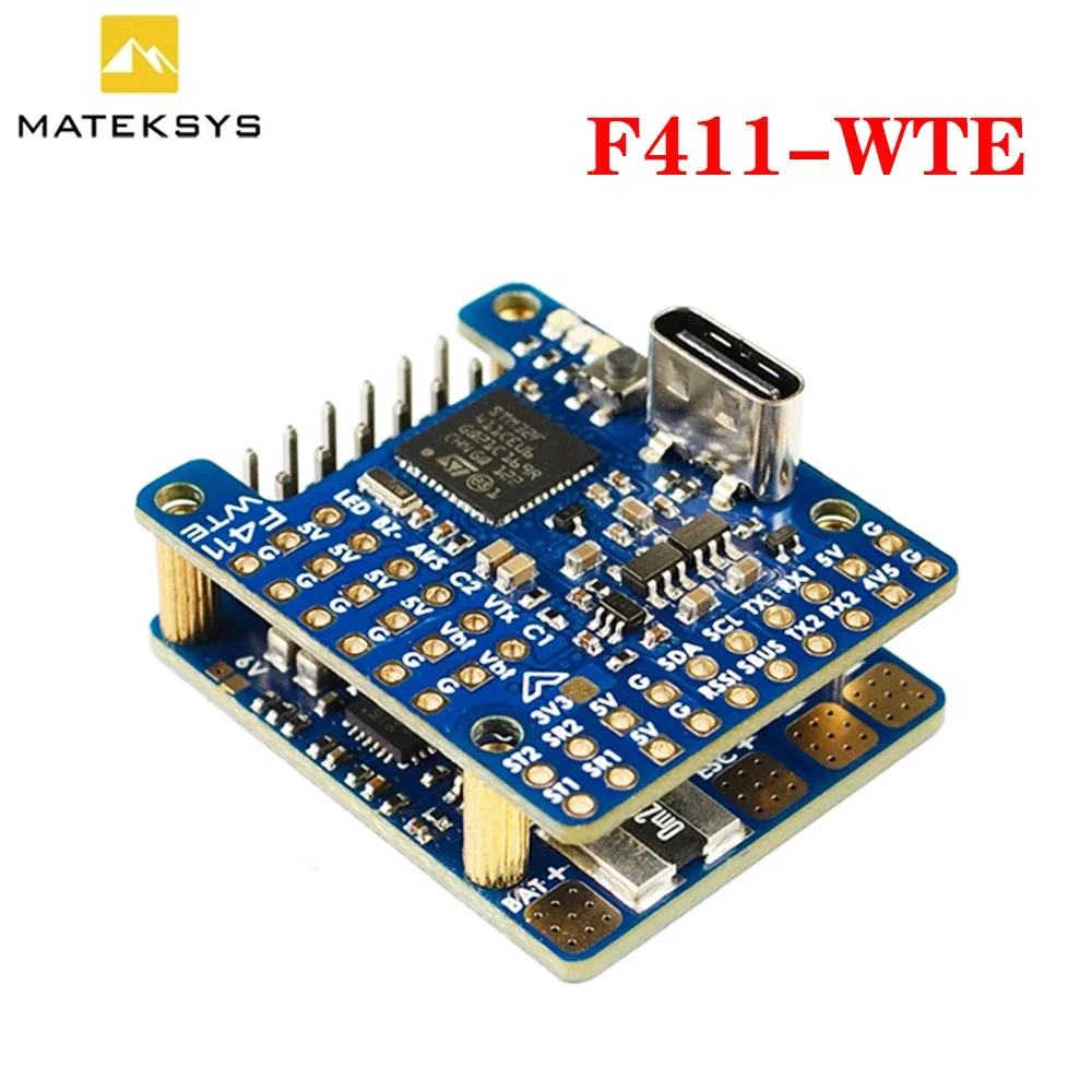 MATEKSYS F411-WTE BMI270 Baro OSD Dual BEC 132A Current Senor 2-6S INAV Flight Controller for RC FPV Airplane Fixed-Wing Drone