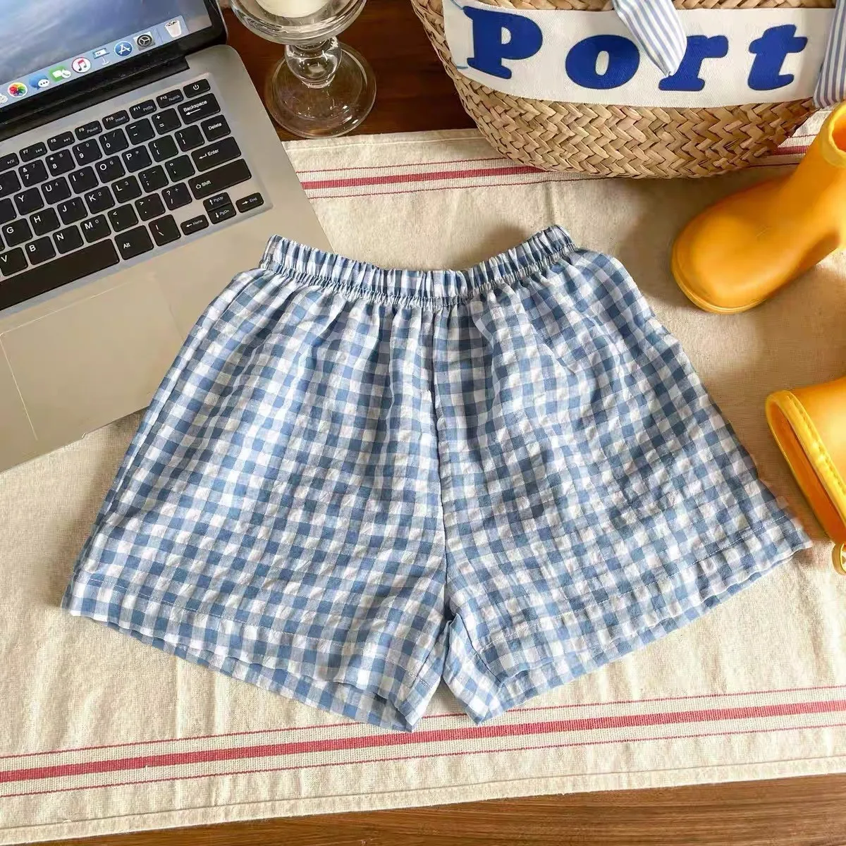 Child Plaid Shorts New Style Casual Sports Pants Loose Thin Versatile Home Pants Summer Boys Girls Cute Fashion Beach Shorts