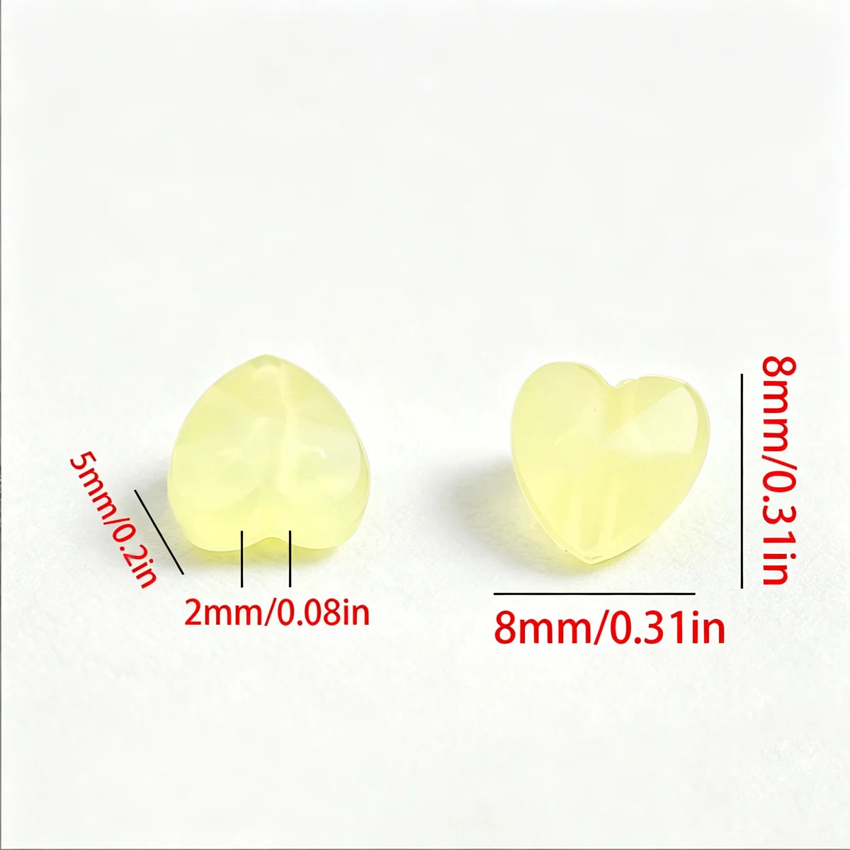 8x8mm 100-300Pcs Yellow Jelly Colors Heart Shaped Acrylic Beads for Jewelry Making Bracelet Necklace Keychain DIY Accessories