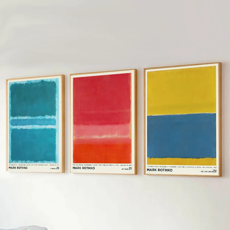 Vintage Minimalist Mark Rothko Canvas Painting Modern Exhibition Poster and Picture Print for Living Room Wall Art Home Decor