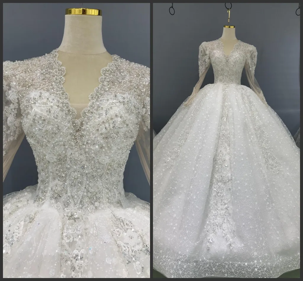 Kisswhite Xlove Collection customized 2024 Princess V neck long sleeves Lace Bridal Stuning Bridal Wedding Dresses