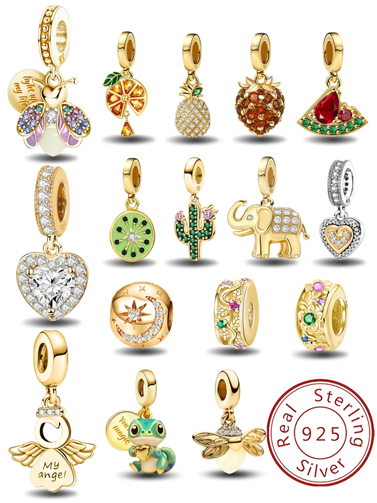 

Стерлингового Серебра 925 пробы, милое сердце любви, ангел, золотая серия, подвески, подходят для изготовления браслетов, ожерелья, подарок, высокое качество, ювелирные изделия