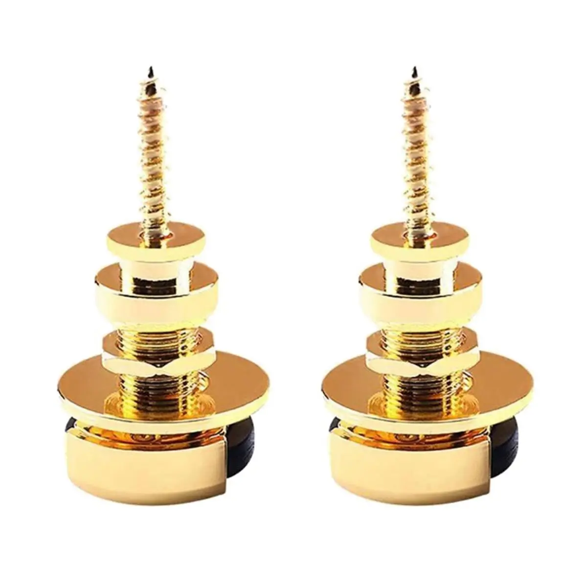 (▲★HUND)2 Pcs Guitar Strap Buttons Pins Anti Rust Guitar Strap Retainer System Quick Release for Electric Acoustic Guitar Gold