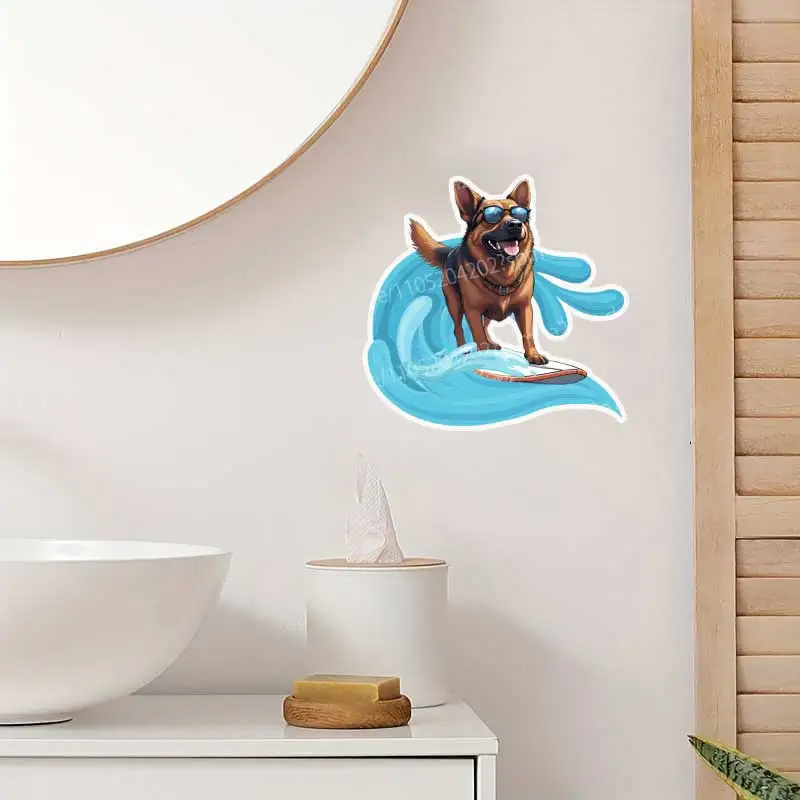 ملصقات لطيفة على شكل كلب لركوب الأمواج لمحبي الحيوانات الأليفة، شارات كمبيوتر محمول ممتعة، ملحقات مالك الكلاب AA78 #4