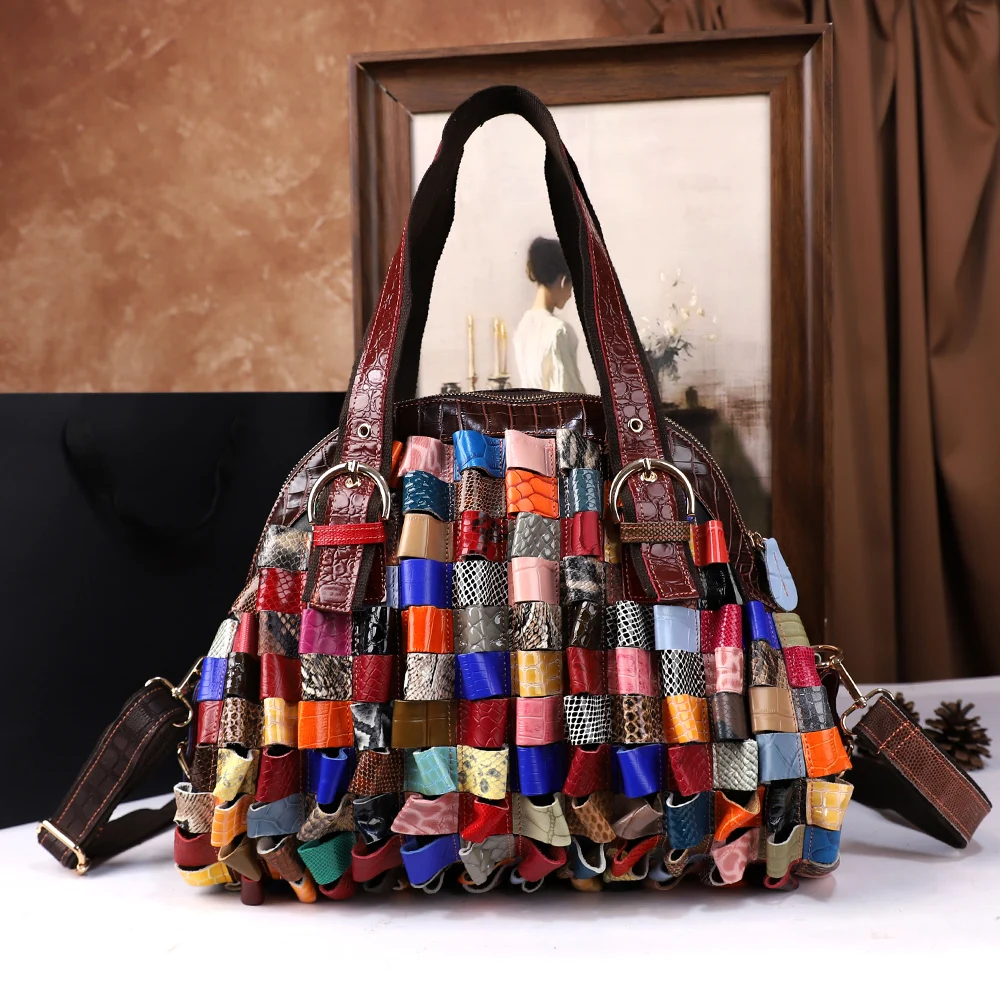 

2025 New Leather Women's Bag, Casual Large-capacity Handbag, Colorful Retro Single-shoulder Crossbody Bag for Ladies
