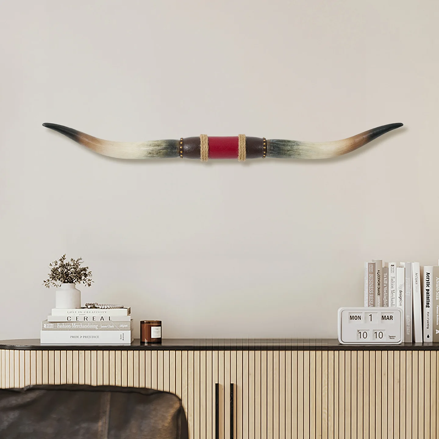 Home DecorNordic retro simulation horn wall hanging living room and restaurant background wall decoration creative resin pendant