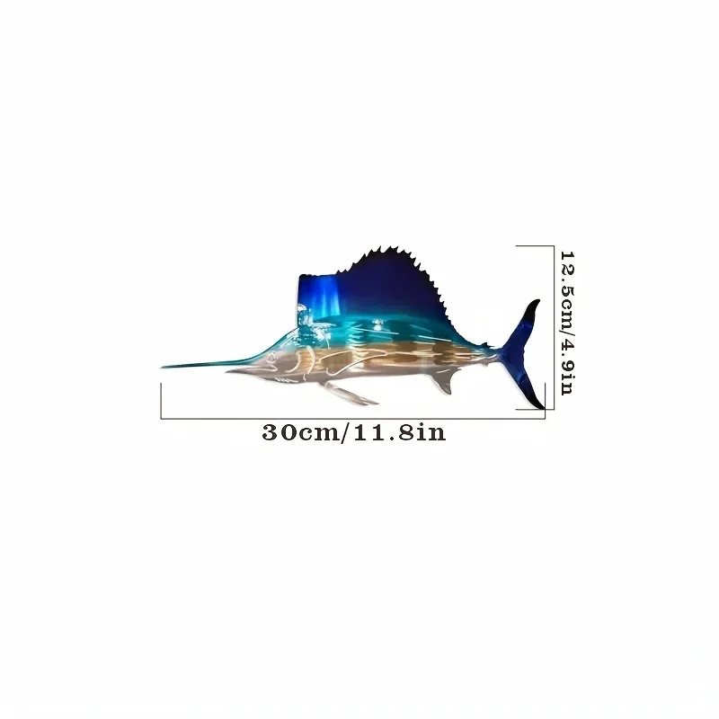 Cifbury-مشغولات يدوية معدنية للديكور المنزلي ، سمك السيف وقنديل البحر ، ديكور جدار السلحفاة ، غرفة المعيشة وغرفة النوم الشعبية