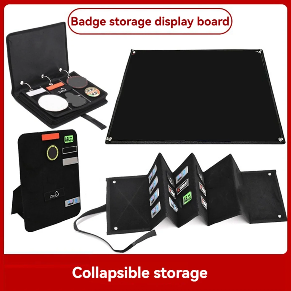 A44U Foldable Badge Collection Display Organizer Fabric Arm Badge Storage Book