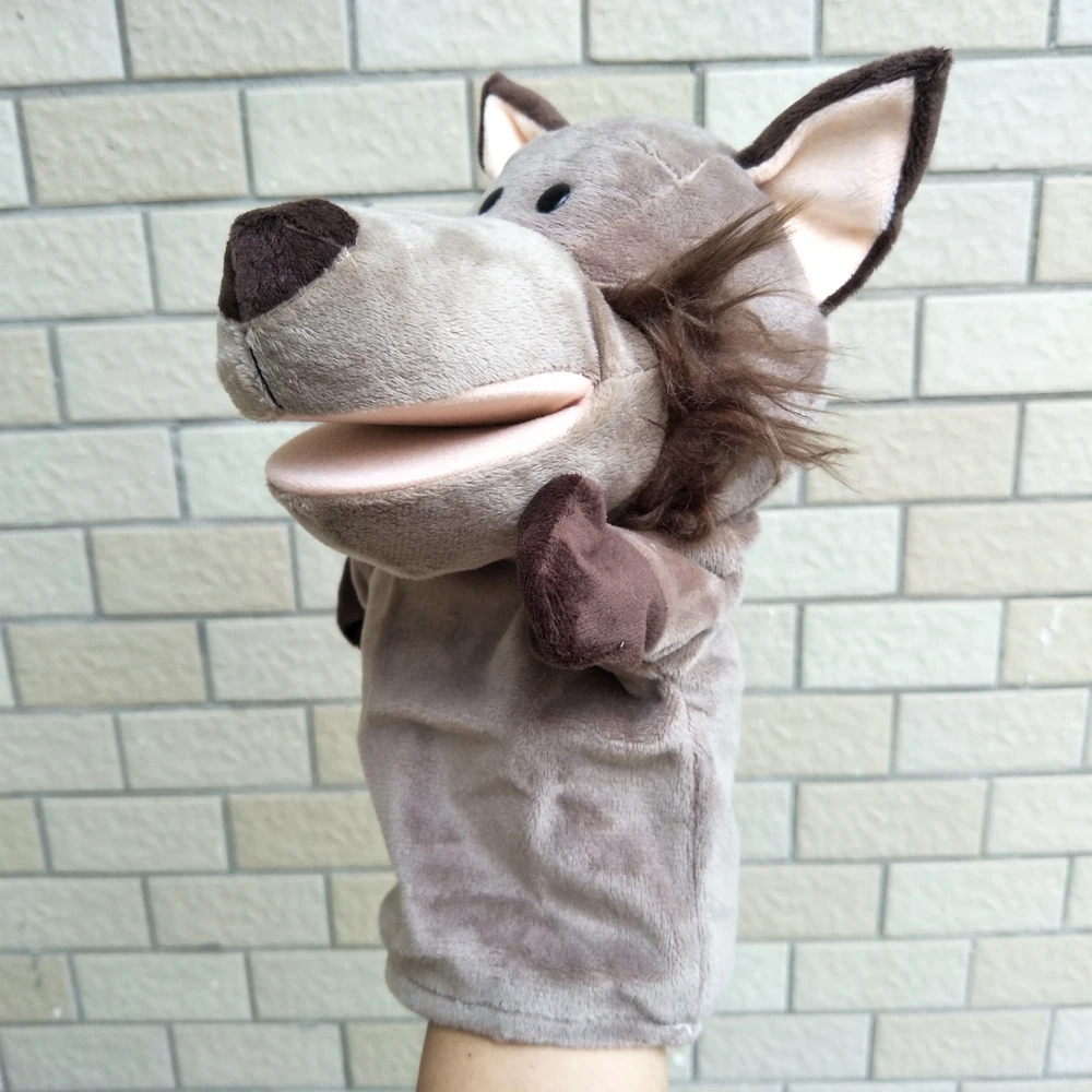 Weiches gefülltes Geschenk, grauer Wolf, Handpuppe, Kleinkind-Plüschtier für Kinder, gefülltes Geschenk
