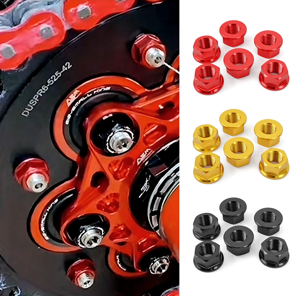 6 Pcs M10*1.0 Motorcycle Rear Sprocket Wheel Nuts For Ducati Panigale 1199 1199S 1299 1299S V4 V4S V2 Monster 1200 1200S