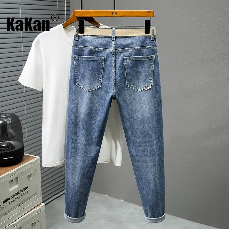 Kakan - Casual Loose Blue Jeans From Europe and The United States, New Micro Span Junior Jeans for Spring and Summer Men's23-855