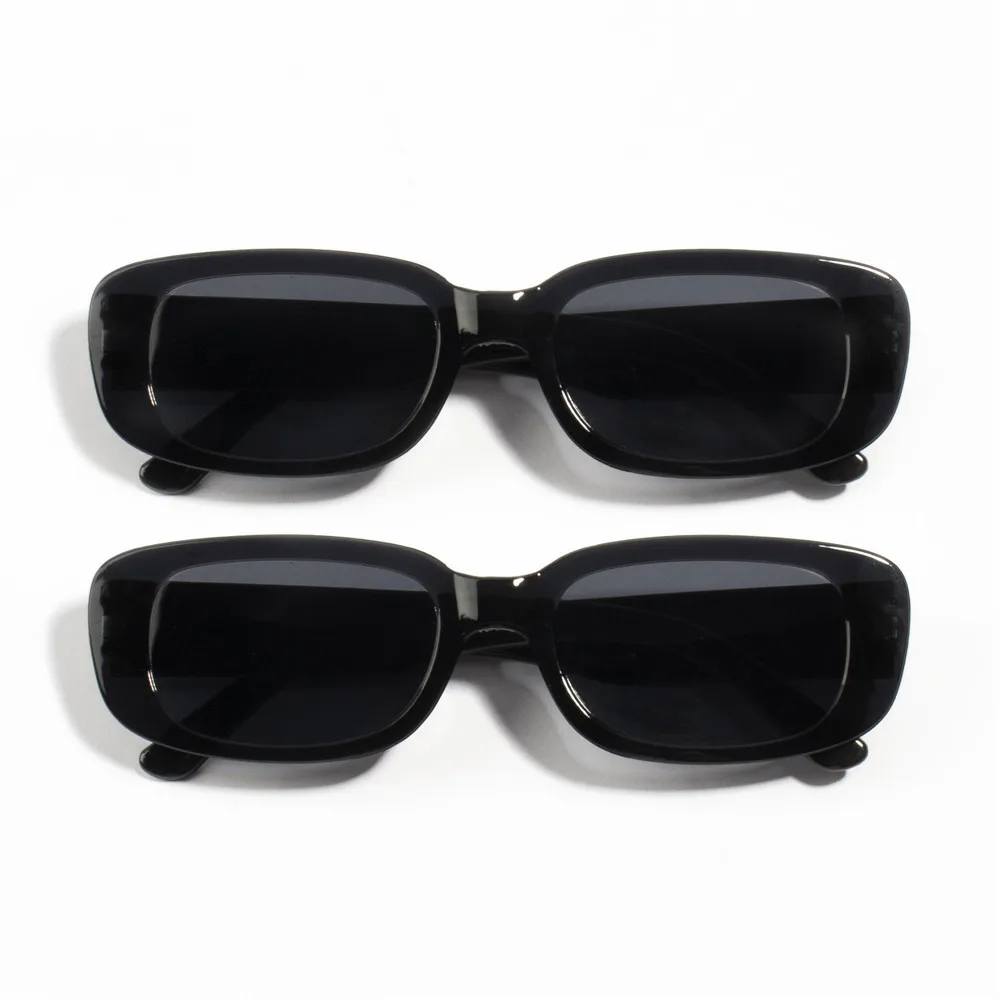 14PCS Vintage Black Square Sunglasses Woman Luxury Brand Small Rectangle Sun Glasses Female Gradient Clear Mirror Oculos De Sol