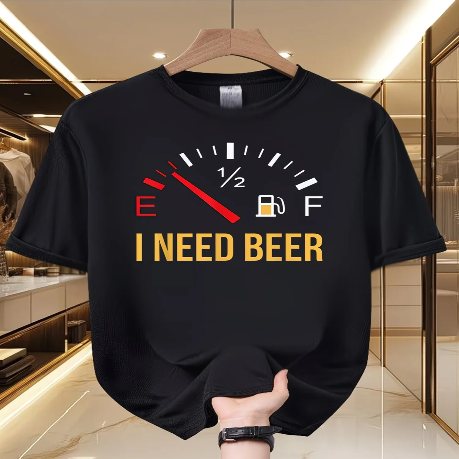 Men's Fun _I Need Beer_ Beer-Themed T-Shirt - Soft and Breathable Crew Neck Short Sleeve Tee, Suitable for Casual Outings, Parties, and Daily Wear - A Gift for Beer Lovers Funny Shirt, Cute Tee,