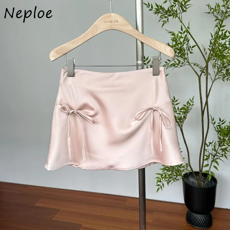 

Neploe Sweet Bow на шнуровке розовая юбка для женщин Y2k универсальные кожаные юбки трапециевидной формы с высокой талией 2024, новинка лета Faldas Mujer