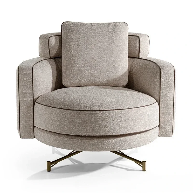 Italian light luxury single rotating sofa chair simple stainless steel fabric leisure chair