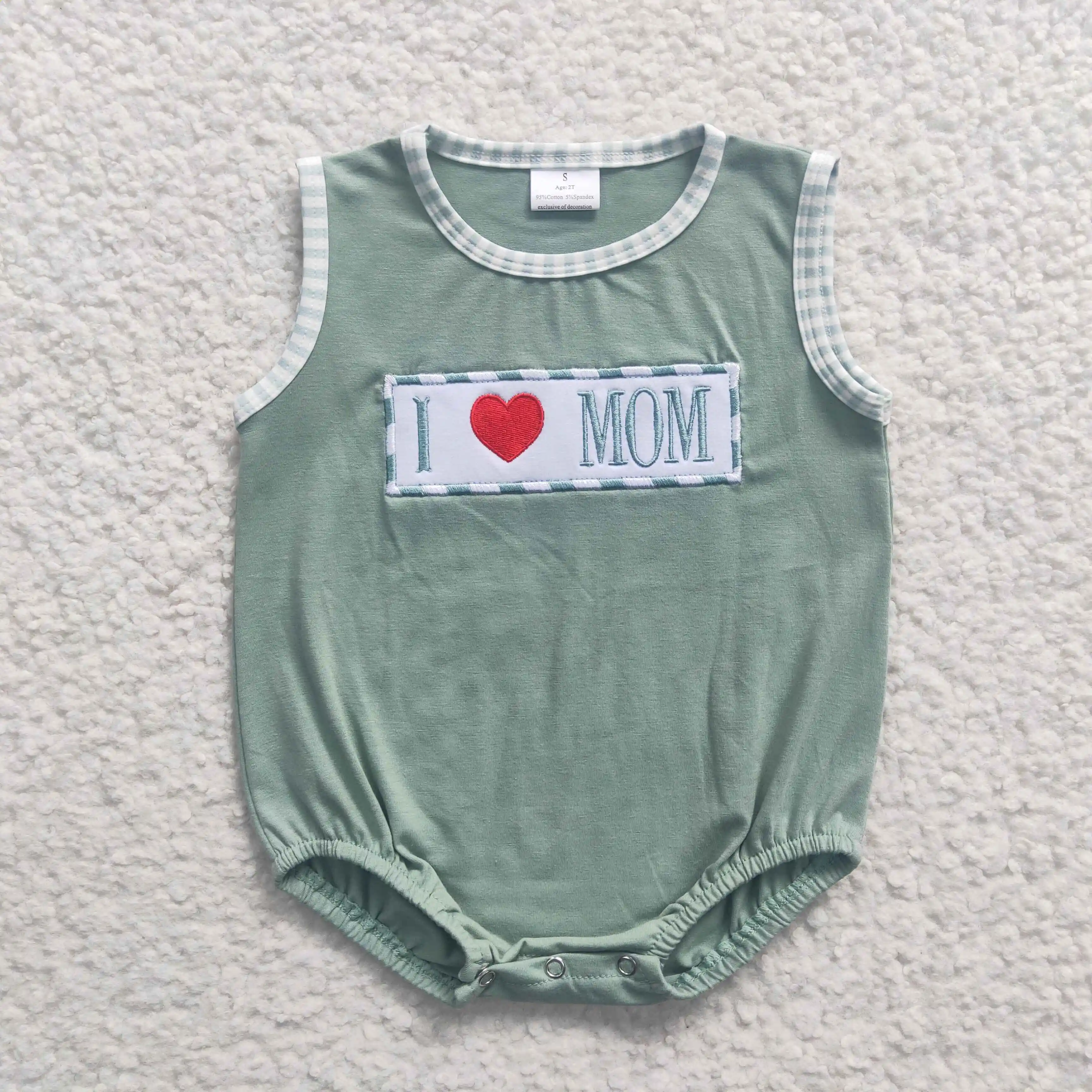 2023 Latest Update RTS Baby Girls Button Covered Toddler Newborn Green Bodysuits Kids Summer Rompers