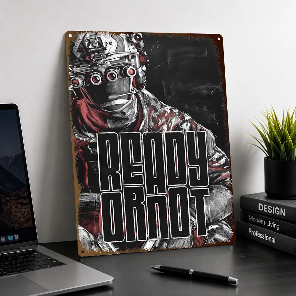 Ready Or Not Armored Officer Printed Poster Personalized Aluminum Metal Sign Battlefield Squad Design Wall Art Game Room Decor