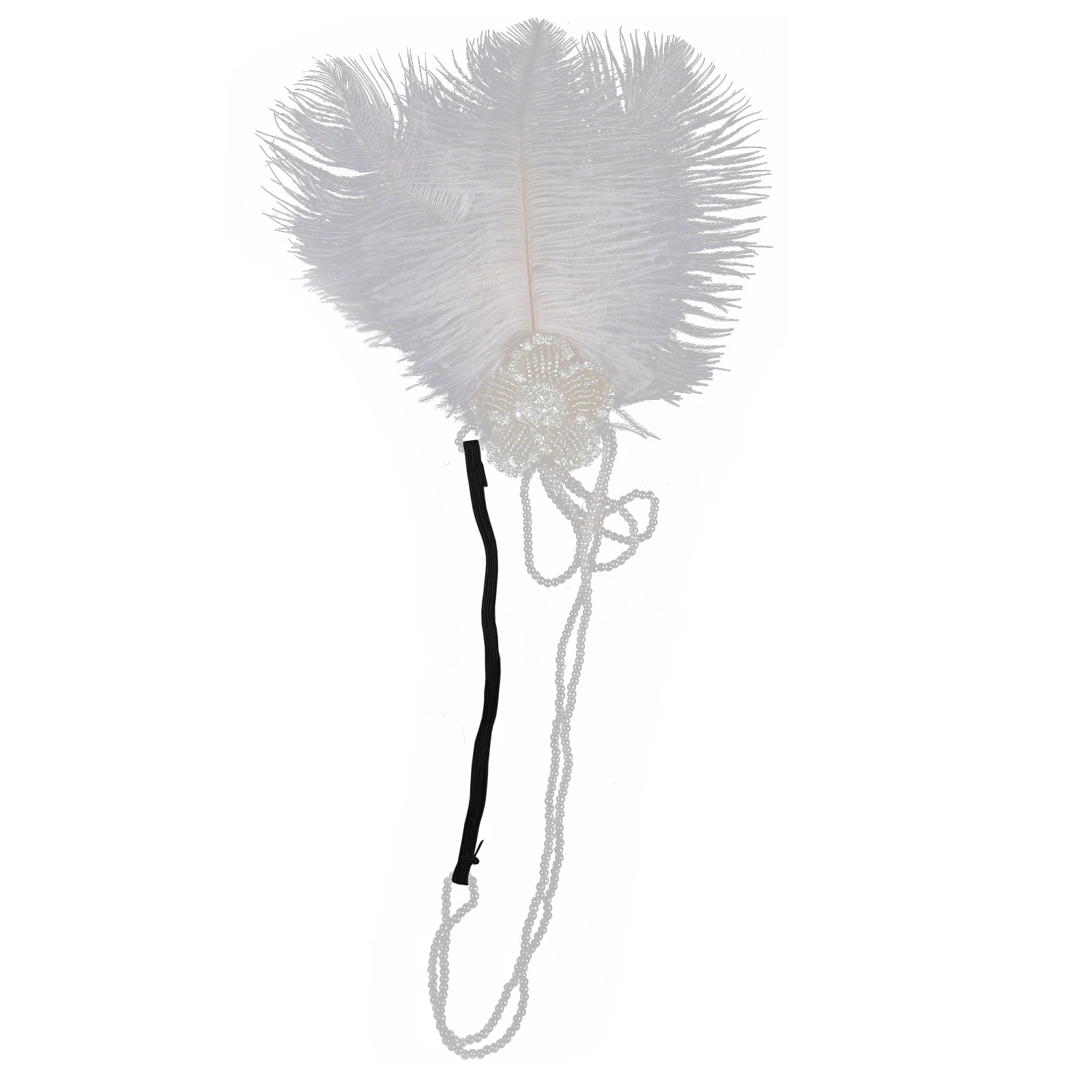 

Plum Blossom Rhinestone Plume Headb White Women Hairstyle Accessories Vintage 1920s Headpiece Banquet Dance Party