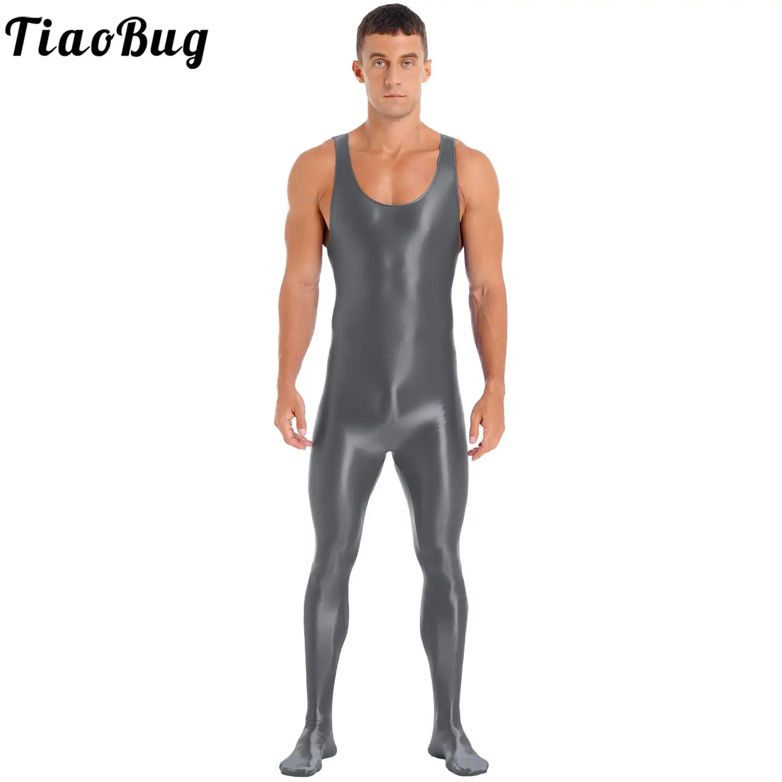 Strong Men Sport Muscle Exercise Jumpsuit Sleeveless Full Body Stretchy Slim Body-stocking for Gym Yoga Fitness Sport Costumes