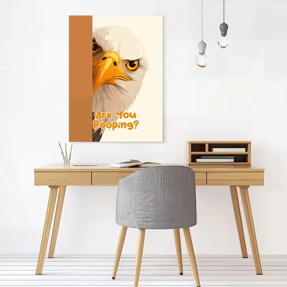 Eagle With Funny Question Canvas Poster Wall Art Customizable High Quality Printed Picture for Bathroom Decor Living Room Mural