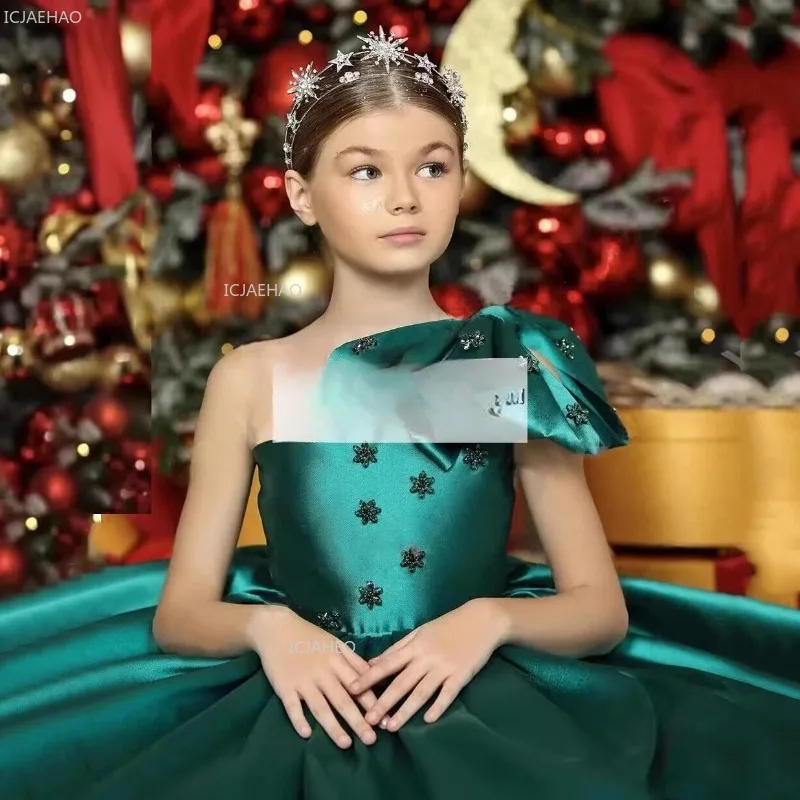 

Зеленое платье принцессы для девочек, детское праздничное платье для дня рождения, выступлений, вечерних мероприятий, свадеб, костюм для выступлений на фортепиано и скрипке