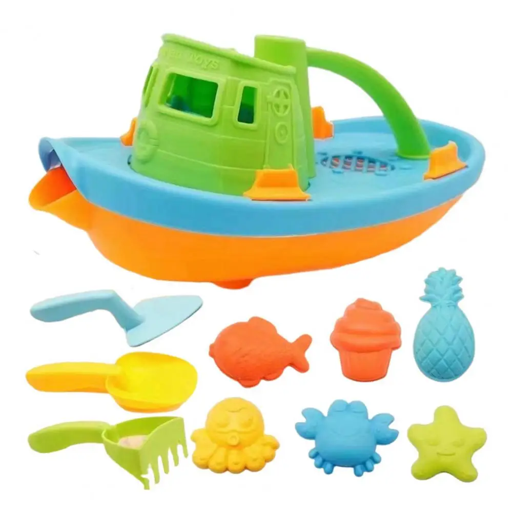 

Beach Sand Set Reusable Beach Toys Fun Durable 7-piece Kids Beach Sand Toy Set with Boat Watering Shovel for Toddlers for Boys