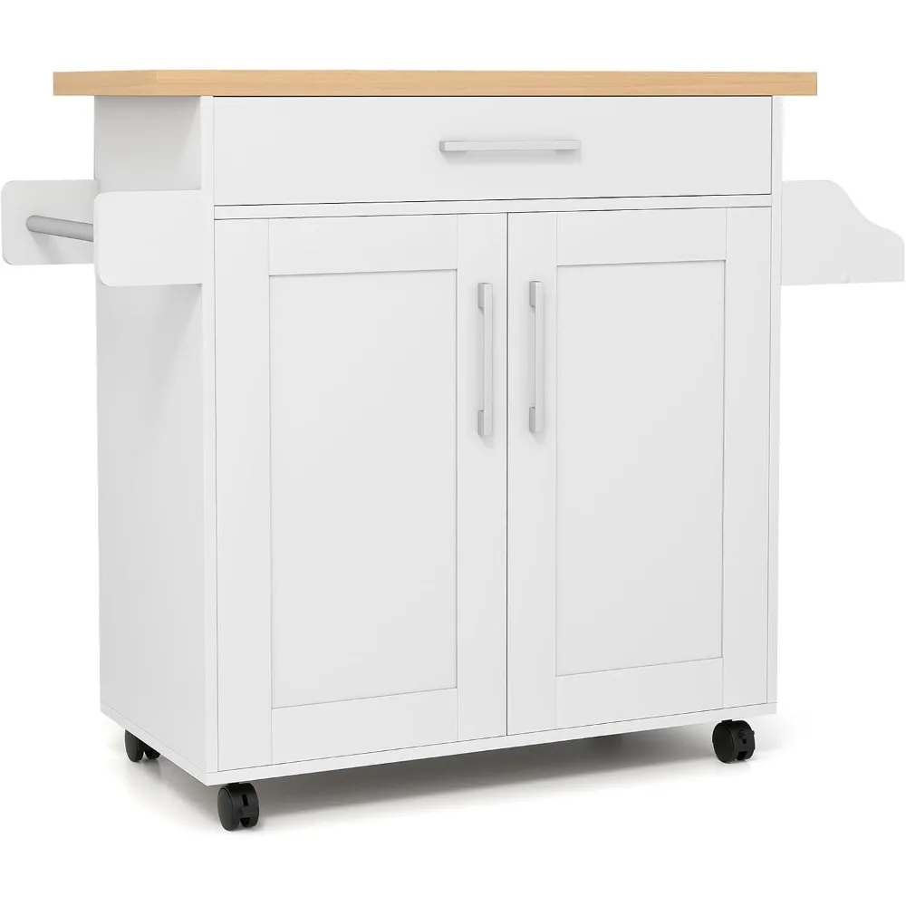 عربة تخزين المطبخ المتدحرجة مع الخزانة والدرج ورف التوابل وحامل المناشف من COSTWAY #1