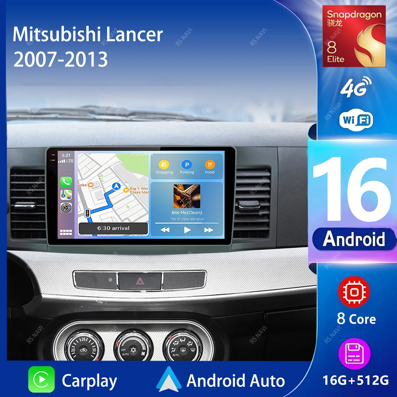 Android 16 Carplay Auto Car Radio Multimedia Player 2K  For Mitsubishi Lancer 2007-2013 Screen Autoradio Stereo 2din Head Unit