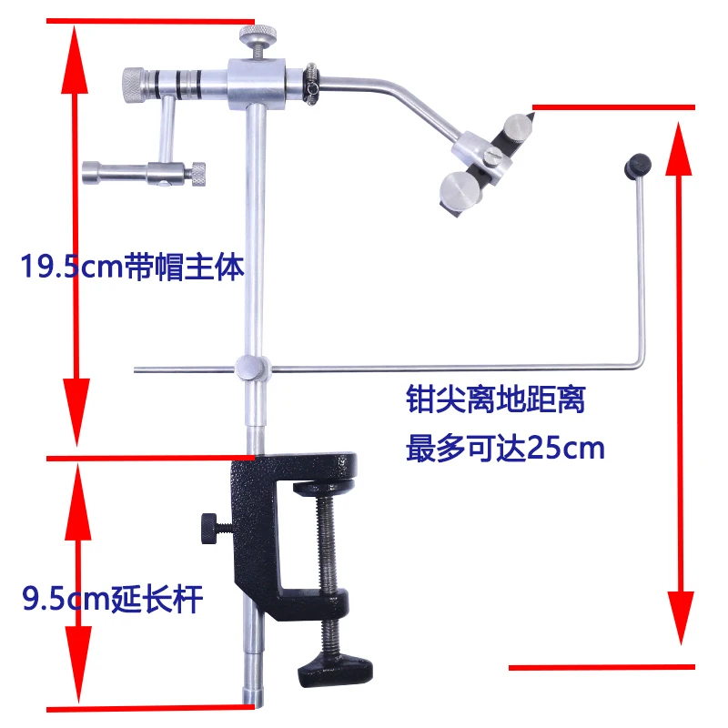 Royal Sissi silver grade rotary fly Tying Vise with C-Clamp strengthened Hard Jaws 360 degree rotation precision fly tying tools