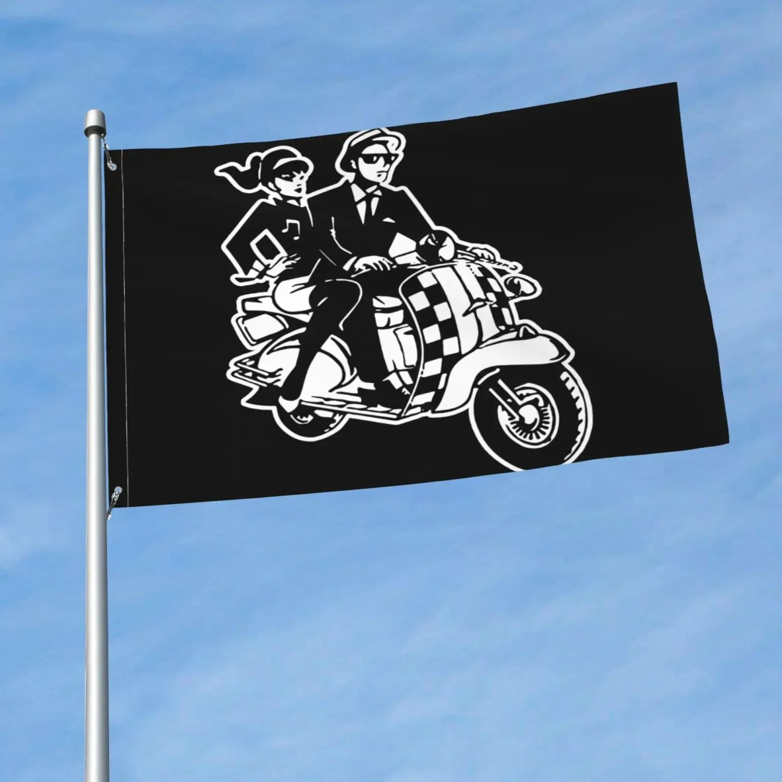 Vintage Ska Biker And Vespa Mod Motorcycle Moped Lambretta Uk Flag Banner Art Decor Decor Decoration Flying Flags