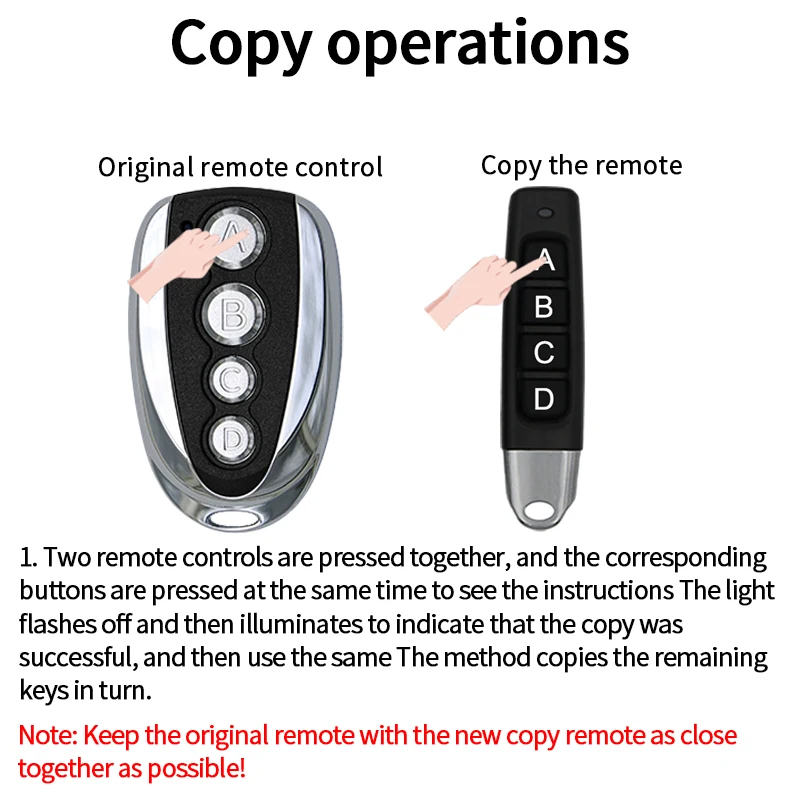 Universal 433 Mhz Garage Door Remote Control Duplicator Copying 4 Buttons Remote Control for Security