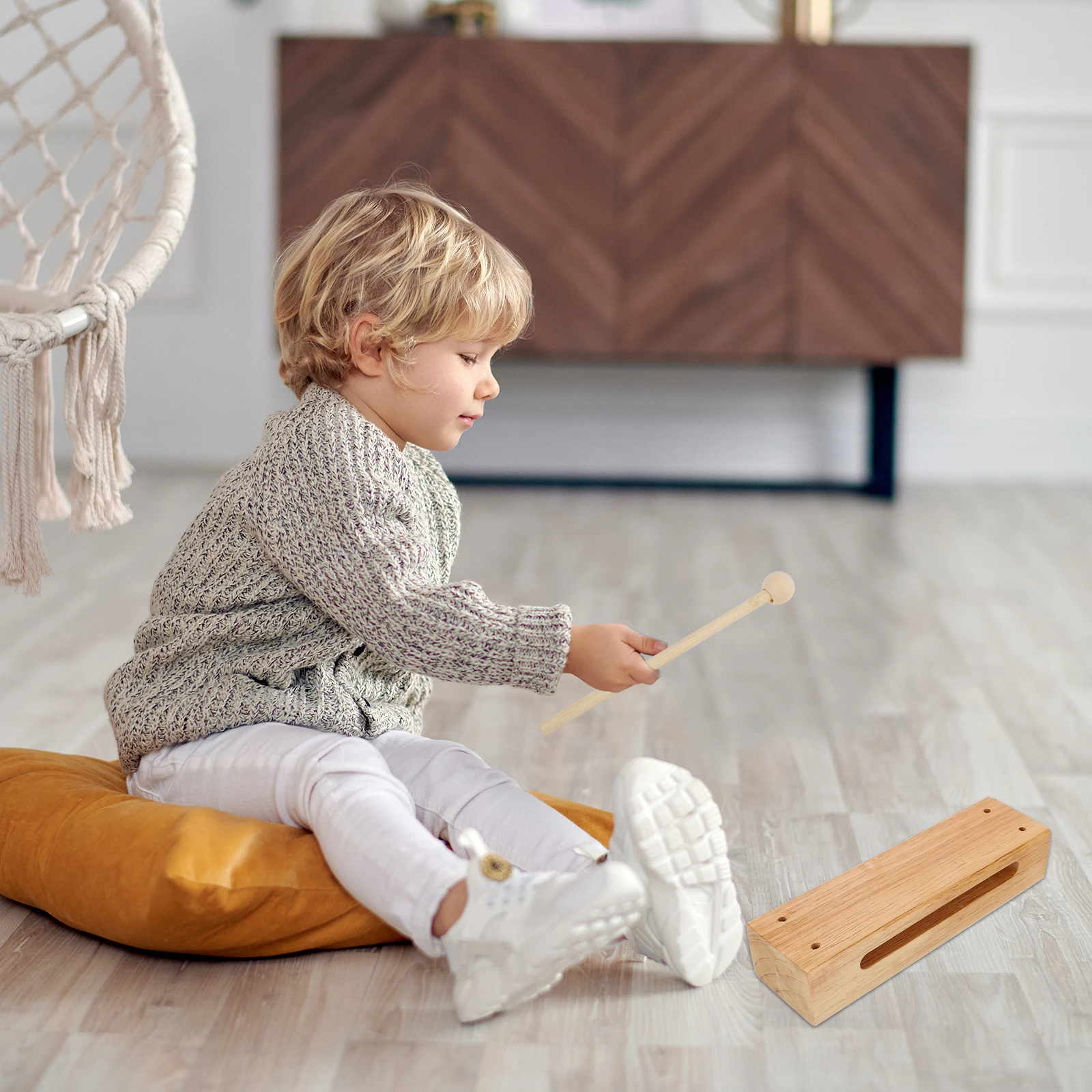 

1pc s Wooden Percussion Instrument Music Rhythm Block Educational Musical For Lightweight Easy Carry Music Teaching