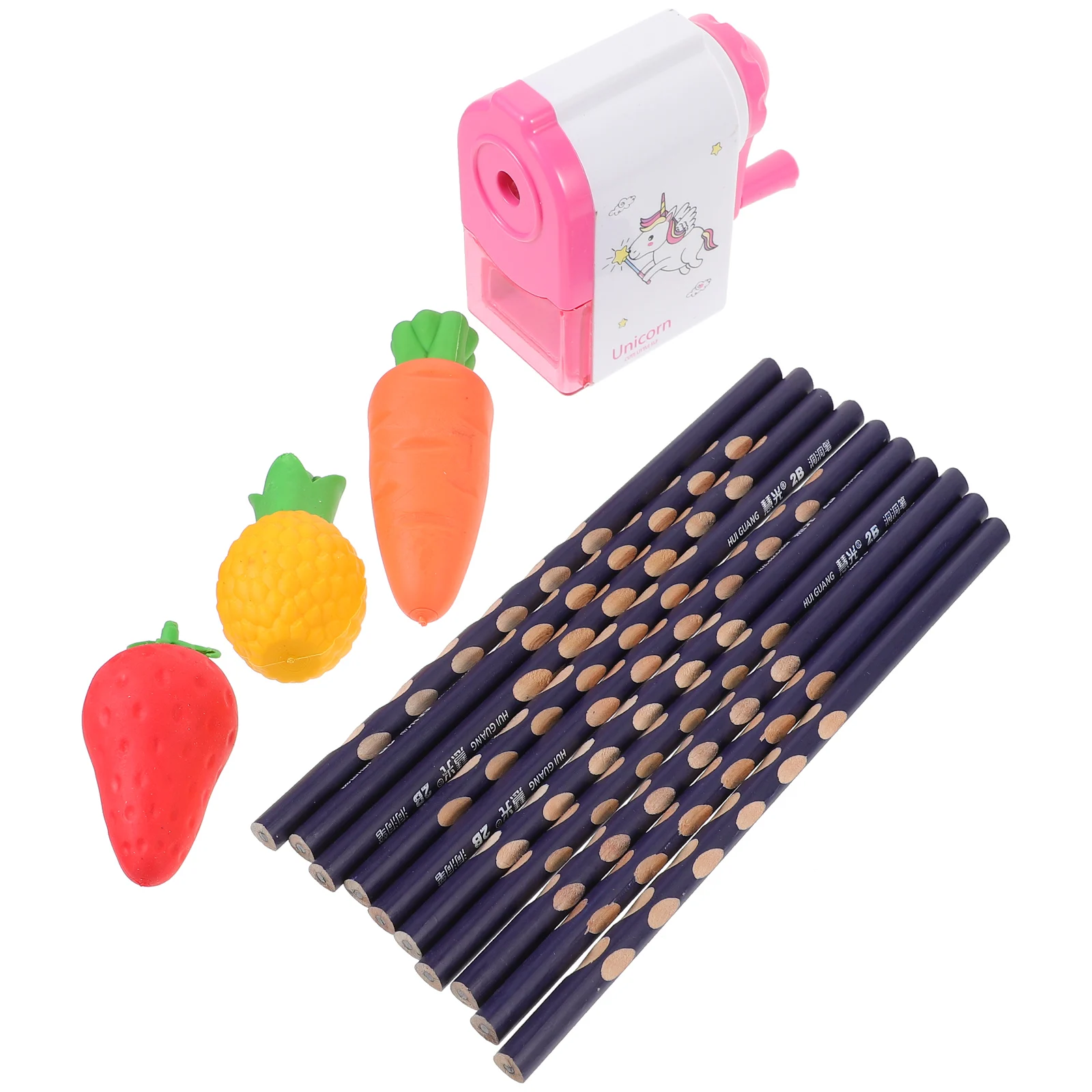 1 セットフルーツ型消しゴムかわいい漫画デザイン文具壊れにくいコア消しゴム削り器キット学校の描画用