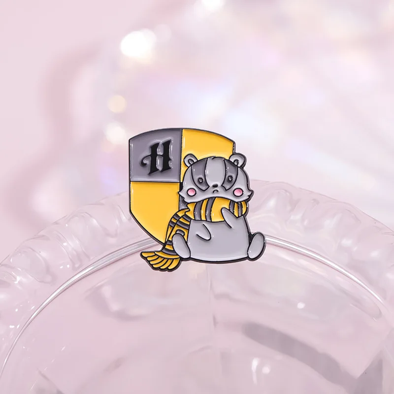 Cartoon Magic School Animal Enamel Pins Cute Eagle Snake Owl Badger Scarf Lapel Badges Wizard Movie Brooch Jewelry Gifts view 5
