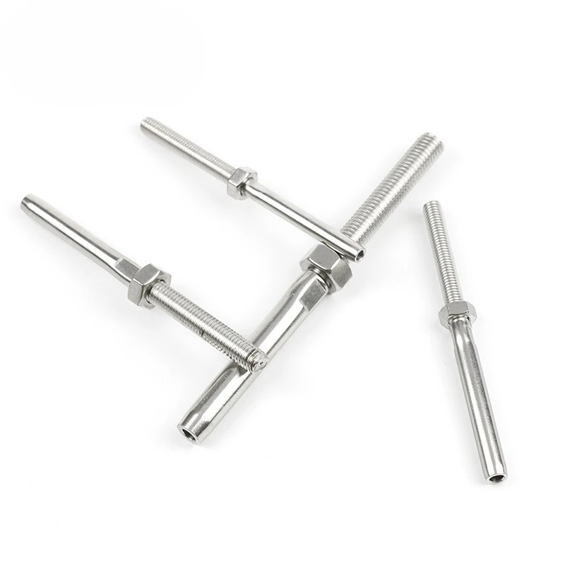 Stainless Steel 316 Swage Stud Wire Rope Right Hand Thread End Terminal Rope Fittings Cable Railing Marine 2-10mm