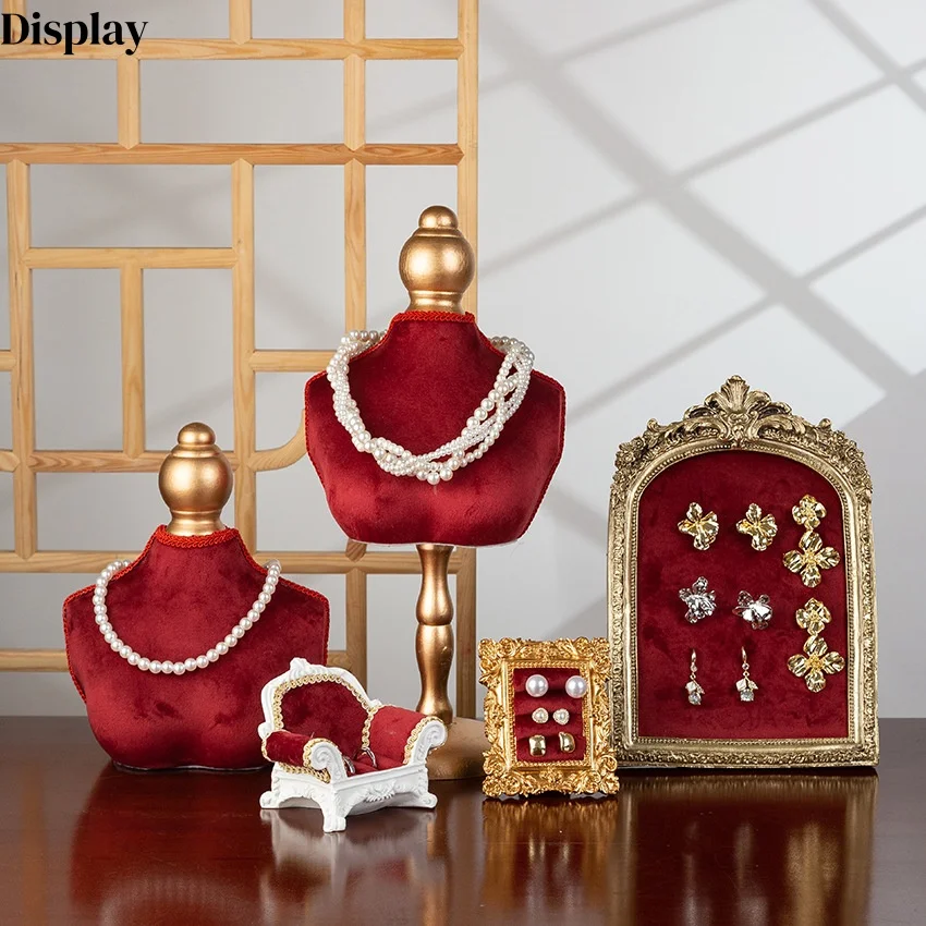 

Premium Red Jewelry Display Stand & Organizer Tray for Earrings and Necklaces, Studio Showcase