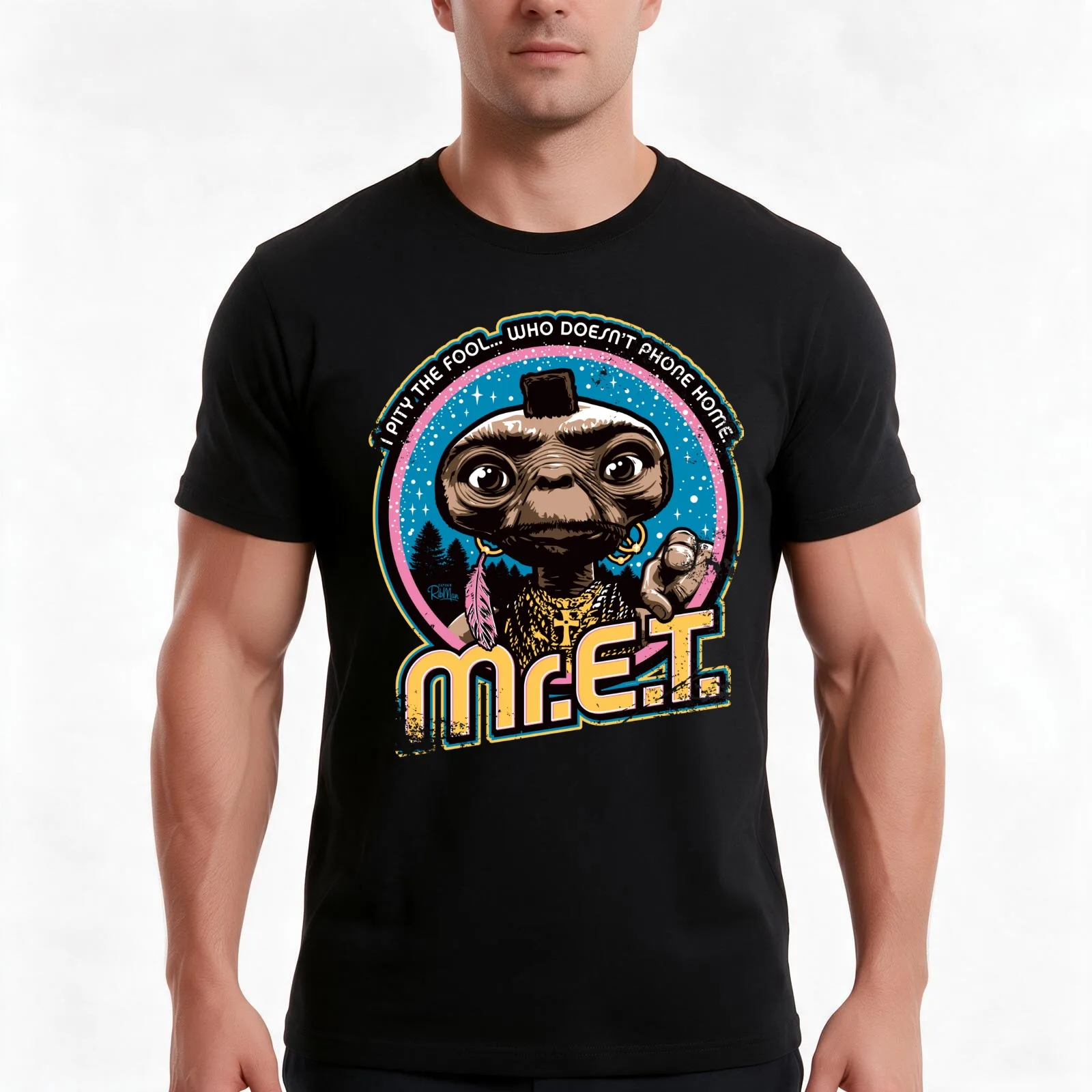 Mr. E.T. - 80s Retro Vintage Mash-Up T-Shirt, Summer Casual Cotton Tee, Oversized Streetwear Tops, Vintage Graphic Print